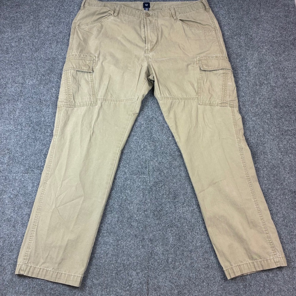 VTG Gap‎ Mens 40x32 Cargo Pants Khaki Tan Straight Leg Cotton Utility Trousers